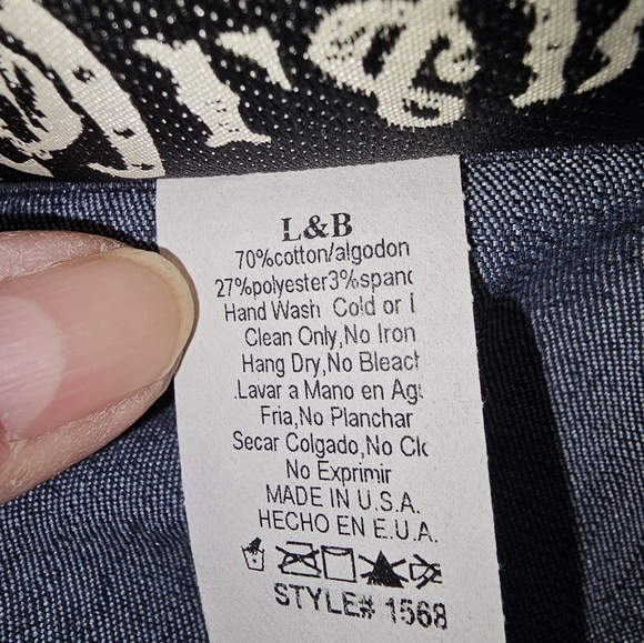 L&B Lucky & Blessed Embroidered Denim Button Up Long Sleeve Shirt Size XL - Picture 4 of 6